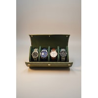 4 Lü Deri Saat Kutusu Silindir Tasarım Taşınabilir Saat Saklama Organizer 24x11x7 Cm Haki 4 Lü Deri Saat Kutusu Silindir Tasarım Taşınabilir Saat Saklama Organizer 24x11x7 Cm Haki