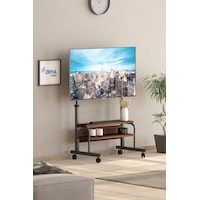Frenli Tekerlekli Yükseklik Ayarlı Tv Duvar Paneli Tv Standı Konsol Hareketli Televizyon Ünitesi Siyah - Ceviz Frenli Tekerlekli Yükseklik Ayarlı Tv Duvar Paneli Tv Standı Konsol Hareketli Televizyon Ünitesi Siyah - Ceviz