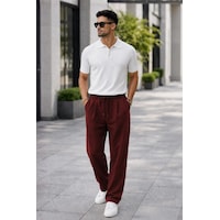 Madmext Bordo Müslin Kumaş Erkek Basic Pantolon 6507 Madmext Bordo Müslin Kumaş Erkek Basic Pantolon 6507