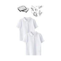 Bilge Trend Polo Yaka Kısa Kollu Kız - Erkek Çocuk Okul T-shirt 2 Adet - Beyaz Bilge Trend Polo Yaka Kısa Kollu Kız - Erkek Çocuk Okul T-shirt 2 Adet - Beyaz