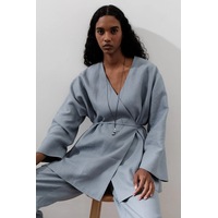 Manuka Keten Kruvaze Kapama Kimono Mavi Mavi Manuka Keten Kruvaze Kapama Kimono Mavi Mavi
