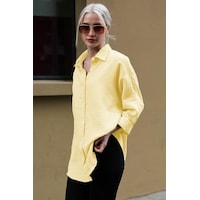 Madmext Sarı Muslin Kumaş Basic Kadın Gömlek Mg1660 Sarı Madmext Sarı Muslin Kumaş Basic Kadın Gömlek Mg1660 Sarı