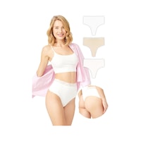 Cottonhill Basic Yüksek Bel Lazer Kesim Tanga Külot 3'lü Paket Renkli2 Çok Renkli