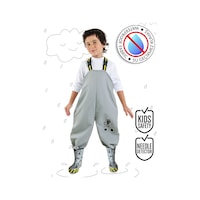 Erkek Çocuk İnşaat Araçları Desenli Gri Su İtici Ayarlanabilir Askılı Yağmur Tulumu 3-8 Yaş Erkek Çocuk İnşaat Araçları Desenli Gri Su İtici Ayarlanabilir Askılı Yağmur Tulumu 3-8 Yaş