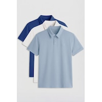 Standart Fit Basic Polo Yaka 3lü Paket Ekru-buz Mavi-parlament Erkek T-shirt - 87768 Mavi - Açık Mavi Standart Fit Basic Polo Yaka 3lü Paket Ekru-buz Mavi-parlament Erkek T-shirt - 87768 Mavi - Açık Mavi