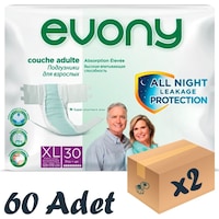 Evony Bel Bantlı 6 Damla Yetişkin Hasta Bezi XL 2 x 30 Adet Evony Bel Bantlı 6 Damla Yetişkin Hasta Bezi XL 2 x 30 Adet