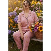 Siyah İnci Bürümcük-krınkıl Büyük Beden Battal Düğmeli Biyeli Pijama Takım 26120825 Pembe Siyah İnci Bürümcük-krınkıl Büyük Beden Battal Düğmeli Biyeli Pijama Takım 26120825 Pembe