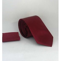 Gaffy Bordo Klasik Düz Renk Mendilli Saten Kravat - KS-09 Bordo Gaffy Bordo Klasik Düz Renk Mendilli Saten Kravat - KS-09 Bordo