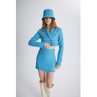 Holly Lolly Tüvit Kumaş Mini Tweed Etek Mavi Holly Lolly Tüvit Kumaş Mini Tweed Etek Mavi