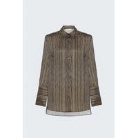 Sateen Çizgili Gömlek - Kahve-138100 Sateen Çizgili Gömlek - Kahve-138100