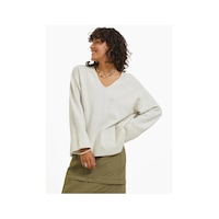 Jack&jones Jjxx Oversize V Yaka Kadın Kazak - Minimalist & Rahat Bej Jack&jones Jjxx Oversize V Yaka Kadın Kazak - Minimalist & Rahat Bej