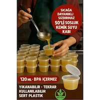 50 Adet Sızdırmaz 120 Ml Mini Saklama Kabı Sosluk Buzluk Kabı, Et Suyu, Kemik Suyu, Sos Kabı Şeffaf 50 Adet Sızdırmaz 120 Ml Mini Saklama Kabı Sosluk Buzluk Kabı, Et Suyu, Kemik Suyu, Sos Kabı Şeffaf