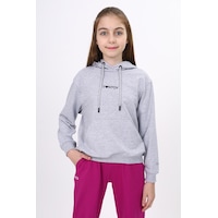 Toontoy Kız Çocuk Oversize Kapüşonlu Cepli Düşük Omuz Baskılı Sweatshirt - 2 İplik Gri Melanj Toontoy Kız Çocuk Oversize Kapüşonlu Cepli Düşük Omuz Baskılı Sweatshirt - 2 İplik Gri Melanj