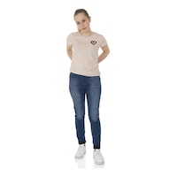 Toontoy Kids Toontoy Kız Çocuk T-shirt Kalp Nakışlı Bej Toontoy Kids Toontoy Kız Çocuk T-shirt Kalp Nakışlı Bej
