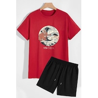 Uyguntarz Titan Şort T-shirt Eşofman Takımı Kırmızı Uyguntarz Titan Şort T-shirt Eşofman Takımı Kırmızı
