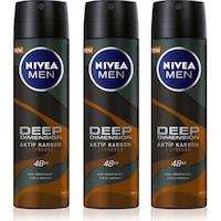 Nivea Men Deep Dimension Espresso Aktif Karbon Erkek Sprey Deodorant 150 ML x 3 Nivea Men Deep Dimension Espresso Aktif Karbon Erkek Sprey Deodorant 150 ML x 3