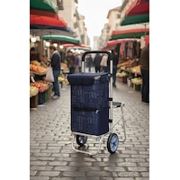 Qerhome Katlanabilir Oturaklı Alüminyum Gövdeli Pazar Arabası Sessiz Tekerlek, Fermuarlı Çanta Qerhome Katlanabilir Oturaklı Alüminyum Gövdeli Pazar Arabası Sessiz Tekerlek, Fermuarlı Çanta
