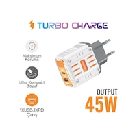 Lucatech Lc-125 45w Pd + Usb Çift Çıkışlı Type-c Ve Usb-a Turbo Hızlı Şarj Cihazı Adaptör Beyaz Lucatech Lc-125 45w Pd + Usb Çift Çıkışlı Type-c Ve Usb-a Turbo Hızlı Şarj Cihazı Adaptör Beyaz