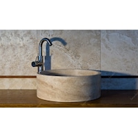 Traverten Silindir Mermer Lavabo Traverten Silindir Mermer Lavabo