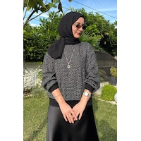 Rabia Şamlı Tüvit Sweat Beyaz Çizgili Normal Rabia Şamlı Tüvit Sweat Beyaz Çizgili Normal