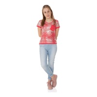 Toontoy Kids Toontoy Kız Çocuk T-shirt Komple Varak Baskı Lazer Kesim Nar Çiçeği Toontoy Kids Toontoy Kız Çocuk T-shirt Komple Varak Baskı Lazer Kesim Nar Çiçeği