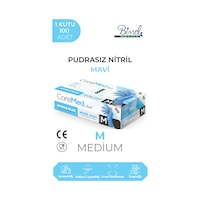 Nitril Mavi Pudrasız Muayene Eldiveni M - 1 Paket 100 Lü Nitril Mavi Pudrasız Muayene Eldiveni M - 1 Paket 100 Lü