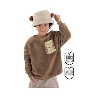 Kaplan Oversize Erkek Çocuk Kahverengi Peluş Sweatshirt Kaplan Oversize Erkek Çocuk Kahverengi Peluş Sweatshirt