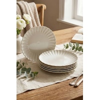 Kütahya Porselen Luz 6 Parça 21 Cm Pasta Tabağı Ekru
