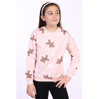 Toontoy Kız Çocuk Kar Taneli Kurabiye Baskılı Sweatshirt Pudra Toontoy Kız Çocuk Kar Taneli Kurabiye Baskılı Sweatshirt Pudra