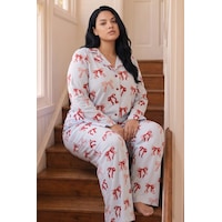 Siyah İnci Desenli Termal Kumaşlı Ultra Soft Yumuşak Büyük Beden Battal Boy Düğmeli Örme Pijama Takımı 26226519 Mavi