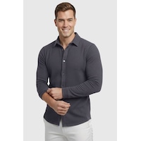 Deepsea Füme Slim Fit Örme Kumaş Likralı Erkek Gömlek Nefes Alan Esnek Ve Modern Tasarım 2602604 Deepsea Füme Slim Fit Örme Kumaş Likralı Erkek Gömlek Nefes Alan Esnek Ve Modern Tasarım 2602604