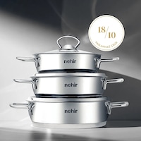 Nehir Silver 6 Parça Paslanmaz Çelik Sahan Seti (16-18-20 CM) Nehir Silver 6 Parça Paslanmaz Çelik Sahan Seti (16-18-20 CM)