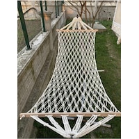 Tek Kişilik Çift Örgülü Makrome Pamuk Hamak Salıncak 95x220 Cm Beyaz Tek Kişilik Çift Örgülü Makrome Pamuk Hamak Salıncak 95x220 Cm Beyaz