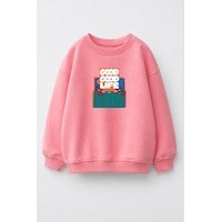 Monila Unisex Çocuk 3 İplik Kumaş Pamuklu Baskılı Sweatshirt Pembe Monila Unisex Çocuk 3 İplik Kumaş Pamuklu Baskılı Sweatshirt Pembe