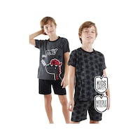 Denokids Yıldızlı Dino Erkek Çocuk 2'li Pijama Takım Denokids Yıldızlı Dino Erkek Çocuk 2'li Pijama Takım