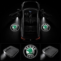Skoda Kapı Altı Logo Projektör Led Işığı 2'li Set Pilli Kablosuz Kapı Karşılama Lambası Skoda Kapı Altı Logo Projektör Led Işığı 2'li Set Pilli Kablosuz Kapı Karşılama Lambası