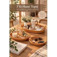 Porsima 708-a Oval 3'lü Hasır Tepsi Dekoratif Servis Sunum Tepsi Porsima 708-a Oval 3'lü Hasır Tepsi Dekoratif Servis Sunum Tepsi