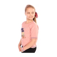 Toontoy Kids Toontoy Kız Çocuk Roses Yazı Baskılı Tişört Koyu Pudra