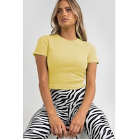 Madmext Sarı Basic Crop Kadın Tişört Mg1772-sarı Sarı Madmext Sarı Basic Crop Kadın Tişört Mg1772-sarı Sarı