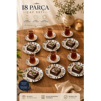 Porsima Yasemin Dicle 18 Parça 6 Kişilik Çizgili Porselen Pasta Ve Çay Takımı Sunum Seti Çok Renkli Porsima Yasemin Dicle 18 Parça 6 Kişilik Çizgili Porselen Pasta Ve Çay Takımı Sunum Seti Çok Renkli