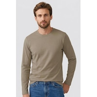 Tommy Life Koyu Bej Standart Fit Basic O Yaka Uzun Kollu İnce Erkek T-shirt - 87997 Koyu Bej Tommy Life Koyu Bej Standart Fit Basic O Yaka Uzun Kollu İnce Erkek T-shirt - 87997 Koyu Bej