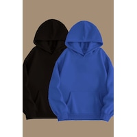 Blackjack Giyim Unisex Gri Siyah 2'li Kapüşonlu Oversize Sweatshirt Hoodie Siyah-saks Blackjack Giyim Unisex Gri Siyah 2'li Kapüşonlu Oversize Sweatshirt Hoodie Siyah-saks