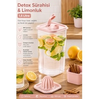 Porsima 06-1109 Detoks Sürahi & Limonluk Şeffaf 1,5 L - Pembe Porsima 06-1109 Detoks Sürahi & Limonluk Şeffaf 1,5 L - Pembe