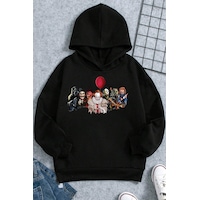 Korku Karakterleri Baskılı Erkek - Kız Çocuk Rahat Kalıp Sweatshirt Siyah Korku Karakterleri Baskılı Erkek - Kız Çocuk Rahat Kalıp Sweatshirt Siyah
