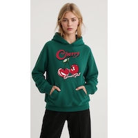 Uyguntarz Unisex Sweet Girl Cherry Baskılı Tasarım Oversize Sweatshirt Yeşil Uyguntarz Unisex Sweet Girl Cherry Baskılı Tasarım Oversize Sweatshirt Yeşil