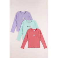 Monox 5-12 Yaş Kız Çocuk Fitilli Nakışlı 3 Lü Sweatshirt Takım Lila Mint Nar Monox 5-12 Yaş Kız Çocuk Fitilli Nakışlı 3 Lü Sweatshirt Takım Lila Mint Nar