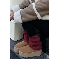 Ozzy Socks Tozluk Akrilik Triko Örgü Leg Warmer Ayak Isıtıcı Bordo Bordo Ozzy Socks Tozluk Akrilik Triko Örgü Leg Warmer Ayak Isıtıcı Bordo Bordo