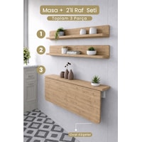 Duvara Monte Katlanır Masa & 2 Li Raf Seti Atlantik Çam 60x90 Cm