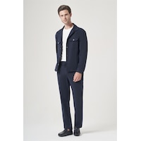 İmza Lacivert Berberi Yaka Örme Beli Lastikli 6 Drop Slim Fit Astarsız Esnek Takım Elbise 1001260177 İmza Lacivert Berberi Yaka Örme Beli Lastikli 6 Drop Slim Fit Astarsız Esnek Takım Elbise 1001260177