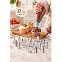 Porsima 05808 23 Parça Paslanmaz Çelik Krema Sıkma Duy Seti - Pasta, Cupcake, Tulumba Tatlısı Süsleme Uçları Ve Adaptör Metalik Porsima 05808 23 Parça Paslanmaz Çelik Krema Sıkma Duy Seti - Pasta, Cupcake, Tulumba Tatlısı Süsleme Uçları Ve Adaptör Metalik